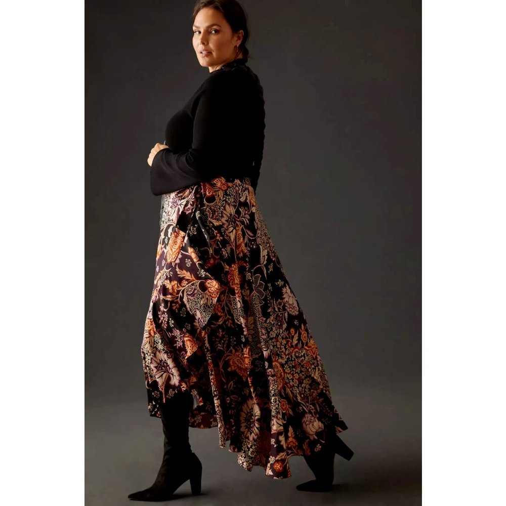 Anthropologie Maeve 1X NWT Ruffled Wrap Maxi Skirt Floral Ruffle Plus Size New - Picture 4 of 9